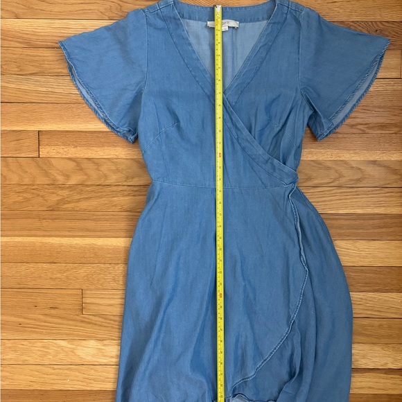 LOFT short Sleeve Wrap Midi Denim Dress Women’s 4 Denim Blue - Picture 11 of 11